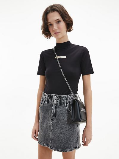 Calvin Klein Ruhák HU847263 | Calvin Klein Slim Organic Cotton Női Póló Fekete